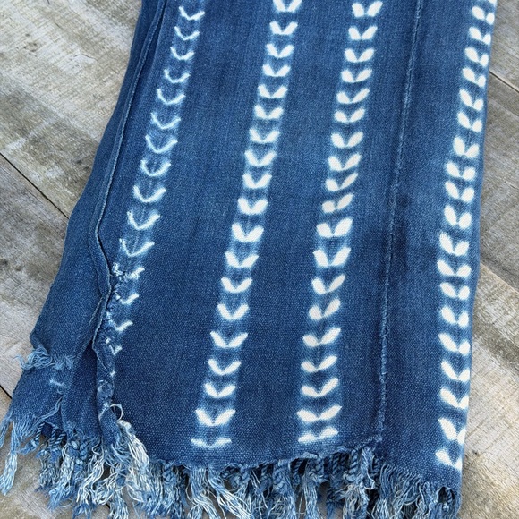 Vintage African Indigo Denim Shibori Mudcloth 60” L x 41” W TextileNo. 119